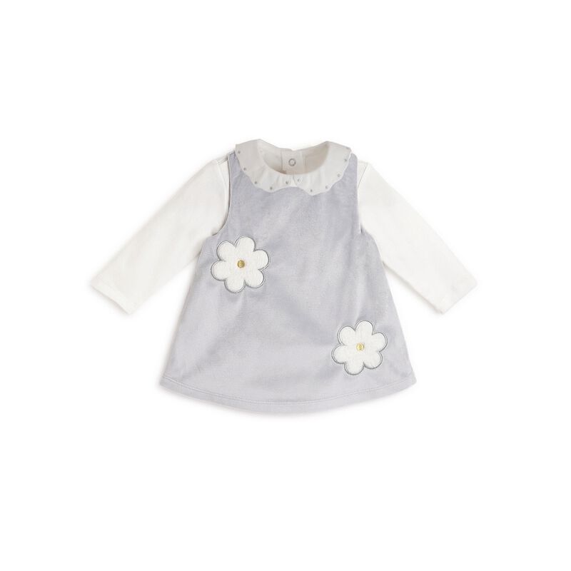 Girls Light Grey Applique T-shirt with Dress image number 0